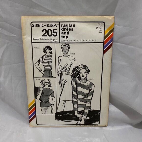 1981 Stretch and Sew Raglan Dress and Top Design Patterns by Ann Person - Picture 2 of 9